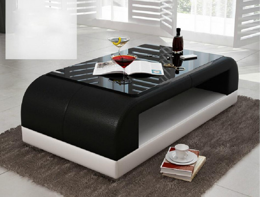 Sofatisch Glas Design Kaffee Tisch Wonzimmer Leder Couch Beistell Sofa