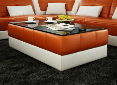 Sofatisch Design Tisch Wonzimmer Glas Leder Couch Sofa Beistell Kaffee