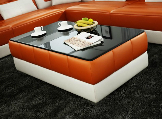 Sofatisch Design Tisch Wonzimmer Glas Leder Couch Sofa Beistell Kaffee