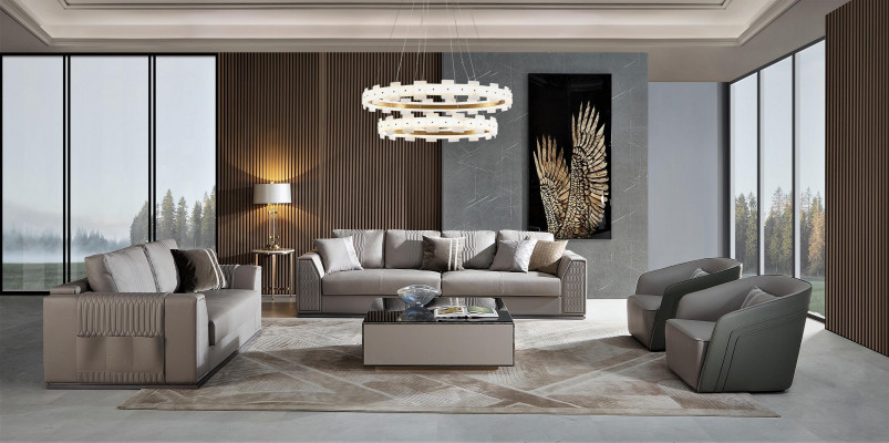 Elegante 3+2+1+1 Sofagarnitur Exquisites Design in stilvollem Grauton