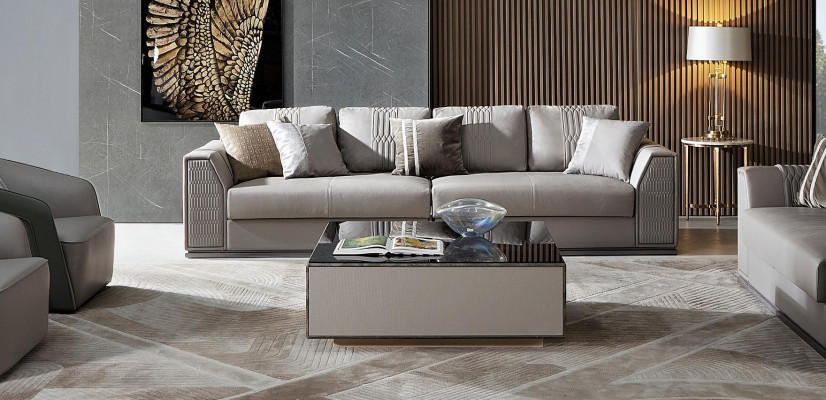 Elegante 3+2+1+1 Sofagarnitur Exquisites Design in stilvollem Grauton