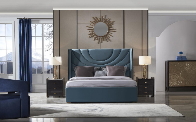 Exquisites großes 5-teiliges Schlafzimmer-Set im zeitgenössischen Stil in der Farbe Merengue