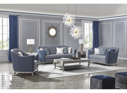Schicke 3+2+1 Chesterfield-Sofa-Garnitur im zeitgenössischen Stil bestehend aus 7tlg