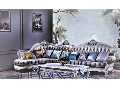 Großes Chesterfield Ecksofa mit Beistelltisch - Olivgrün und klassisch