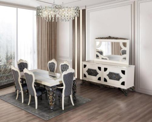 Kommoden Schrank mit Spiegel Edle Kommode Buffet Barock Rokoko Holz Anrichte