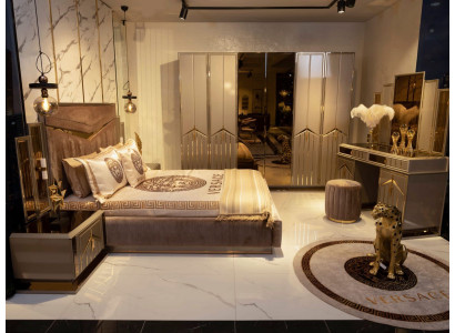 Schlafzimmer Bett Nachttisch Kleiderschrank Kommode Garnitur Hocker Set 6tlg Neu