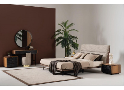 Komplettes Schlafzimmer Set Bett Schminktisch Spiegel Hocker 6tlg.