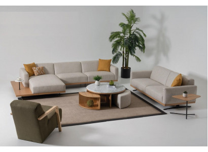 Ecksofa L-Form Sofa Sessel Couchtisch Beistelltisch Polster