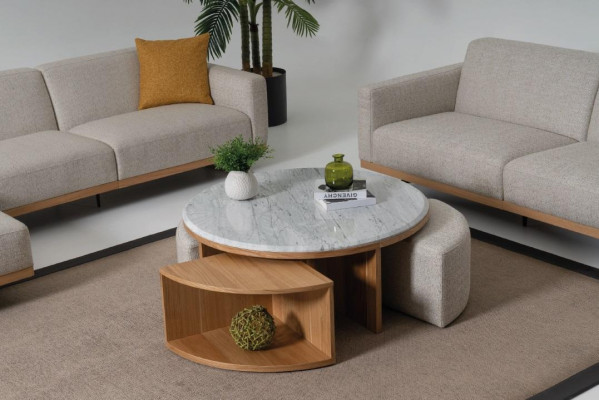 Wohnzimmermöbel Set Designer Sessel 2x Wohnwand Couchtisch
