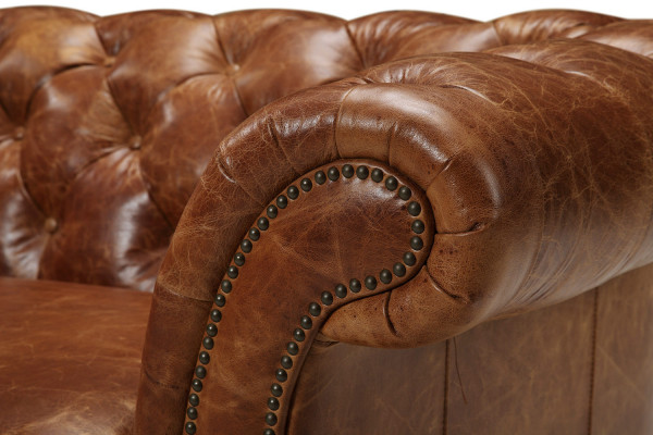 Chesterfield 100% Echtes Leder Ledersofa Sofa Couch Polster Klassische Couchen