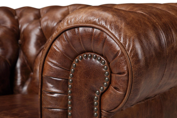 Chesterfield 100% Echtes Leder Ledersofa Sofa Couch Polster Klassische Couchen