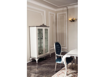 Vitrine Weiß Glasschrank Design Klassische Schrank Luxus Holz Möbel