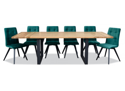 Esszimmer Design Möbel Stuhlgruppe Tisch + 6 Lehn Stühle 7 tlg. Set Garnitur Neu