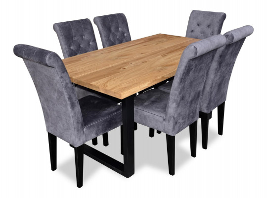 Modern Esstisch Tisch Holz Esszimmer Garnitur 6x Stuhl Set Stühle 7 tlg Set neu