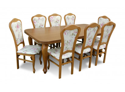 Komplett Set Esstisch + 8 Stühle Esszimmer Set Ess Gruppe Holz Tisch Tische 9tlg