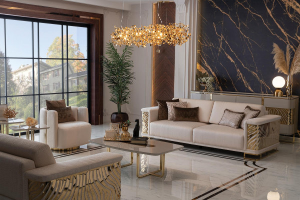 Luxus Sofagarnitur 4+3 Sitzer Sessel Couchtisch Modernen 4tlg. Set Design