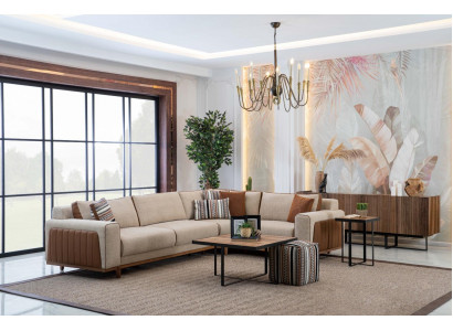 Ecksofa L-Form Wohnzimmer Modernen Luxus Möbel Couch Eckgarnitur Beige