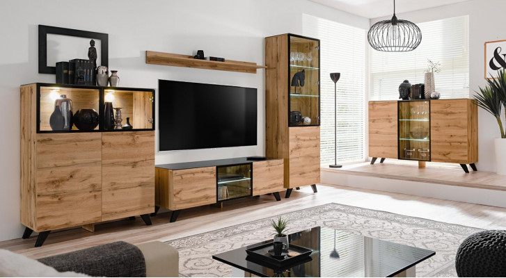 Wohnwand Set 5 tlg Luxus Wohnzimmer Kommode TV-Ständer Design Einrichtung