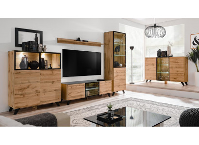Wohnwand Set 5 tlg Luxus Wohnzimmer Kommode TV-Ständer Design Einrichtung