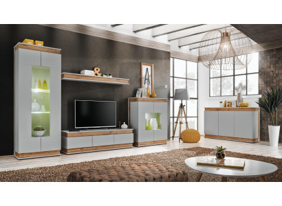 Wohnzimmer Set 5 tlg TV Ständer Modern Vitrine Holz Möbe Luxus Kommode Neu