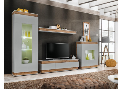 Luxus Modern Wohnzimmer Set 4tlg. Wohnwand Vitrine Regal Holz Möbe Neu