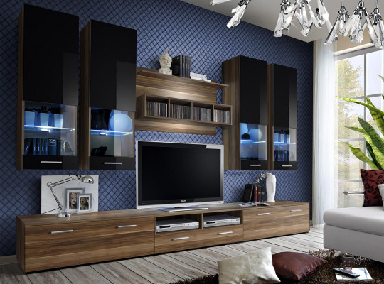 Design Wohnwand TV Ständer 4x Wandschrank Lowboard Wandregal Luxus Möbel