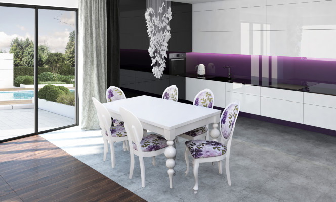 Designer Tisch mit 6 Stühlen Stuhl Set Holz Tische Esszimmer Garnitur