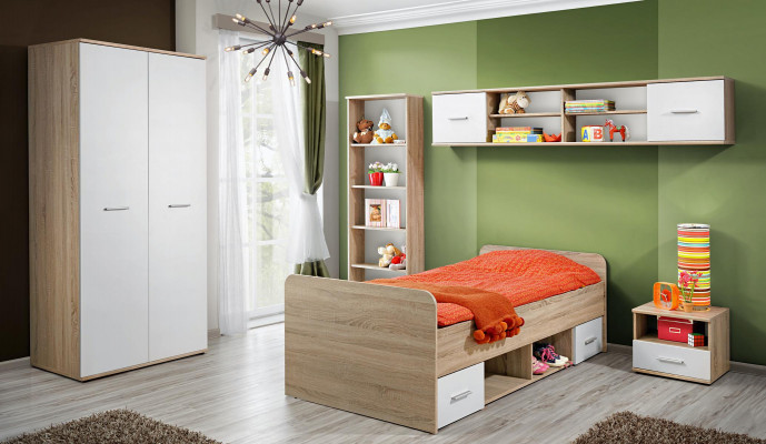 Komplett Kinderzimmer Set Nachttisch Designer Bett Modern Kleiderschrank Möbel
