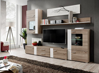 Wohnwand TV Wand Holz Stil Modern Regal Wohnzimmer Möbel Schrank neu