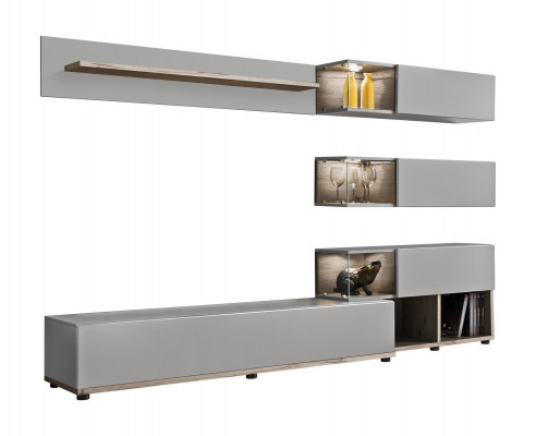 Grau Wohnwand Wohnzimmer Möbel Holz rtv TV-Ständer Moderne Design Einrichtung