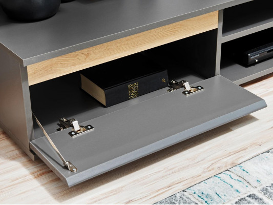 Luxus Wohnwand tv Ständer Holz Designer Wohnzimmer Grau Möbel Wandschrank