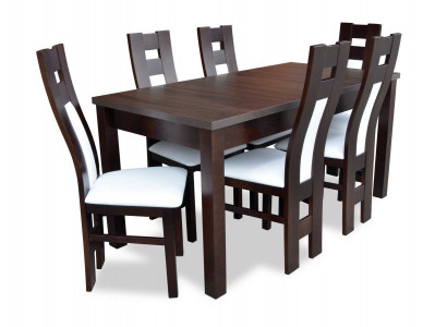 Klassischer Esstisch Tisch Holz Esszimmer Garnitur 6x Stühle Set Braun