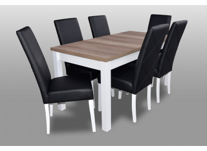 Moderne Esszimmer Leder Tisch Stuhl Garnitur Komplett Set 7 teiliges Set