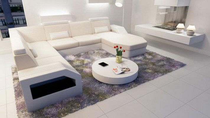 Designer Sofa Ecksofa Leder Stoff Textil Polster Garnitur Wohnlandschaft