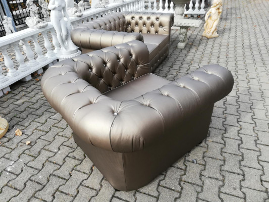 Designer Chesterfield Sofagarnitur Sofa Couch 2+1 Polster Sitz Garnitur Gold