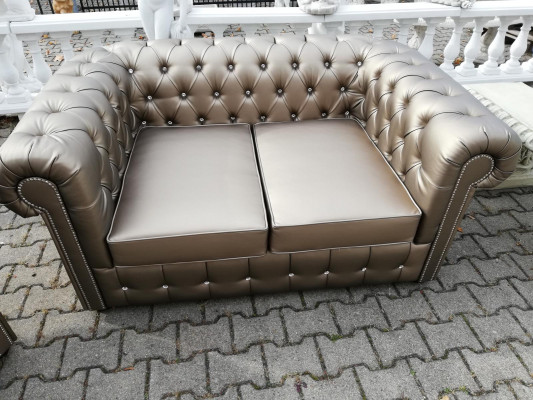 Designer Chesterfield Sofagarnitur Sofa Couch 2+1 Polster Sitz Garnitur Gold