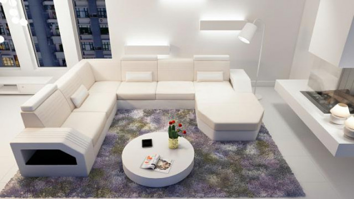 Designer Sofa Ecksofa Leder Stoff Textil Polster Garnitur Wohnlandschaft