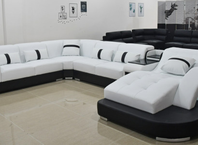 Ledersofa Sofa Modernes Leder Wohnlandschaft Design Ecksofa Couch Textil Polster