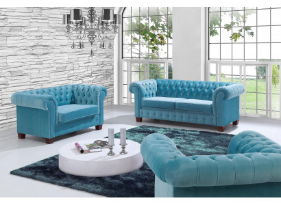 Chesterfield 2+1 Sofagarnitur Couch Polster Sitz Garnitur Sofa Couchen Sofas Neu