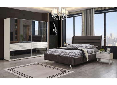 Schlafzimmer Möbel Glasschrank Designer Doppelbett Holz Nachttische 4tlg