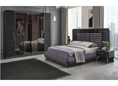 Polsterbett Holz Nachttische Kleiderschrank Designer Schlafzimmer Set