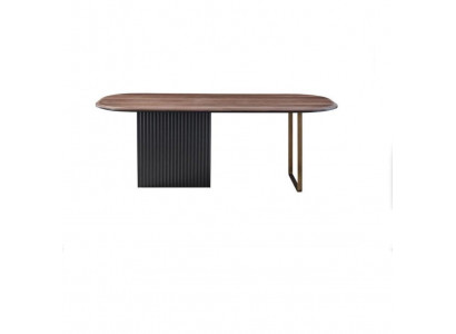Brauner Holztisch Designer Esszimmer Möbel Halbrunder Edler Esstisch