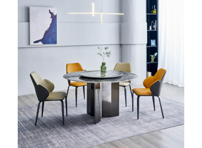 Grauer Rundtisch Esszimmertische Küchentisch Luxuriöse Holztische Tisch