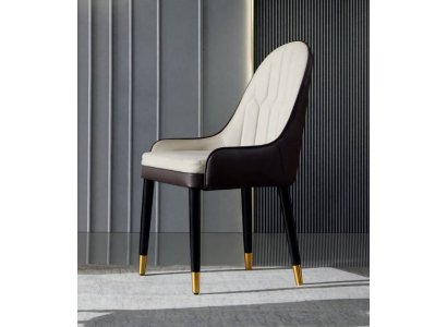 Schwarz-Weißer Esszimmerstuhl Design Kunstlederstühle Moderne Holzstühle