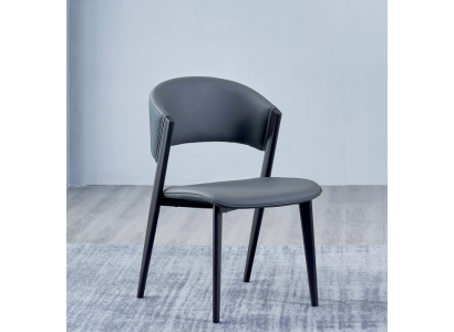 Grauer Lederstuhl Edle Esszimmerstühle Polster Einsitzer Holzstühle