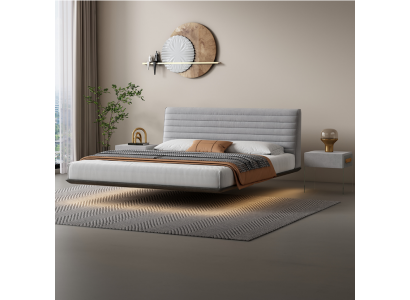 Graues Wandbett Designer Schlafzimmer LED-Betten Moderne Doppelbetten