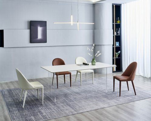 Esszimmer Möbel Weißer Esstisch 4x Kunstleder Design Stühle Essgruppe