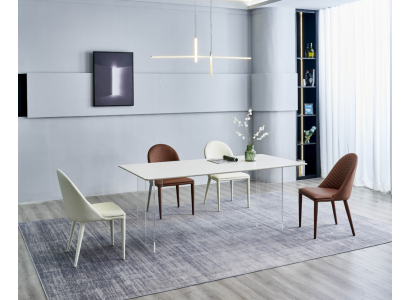 Esszimmer Möbel Weißer Esstisch 4x Kunstleder Design Stühle Essgruppe