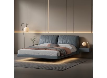 Graues Schlafzimmer Designer Betten Holzgestell Moderne Luxus Möbel