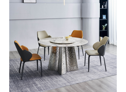 Moderne Essgruppe Designer Esstisch 4x Kunstlederstühle Luxus 5tlg Set